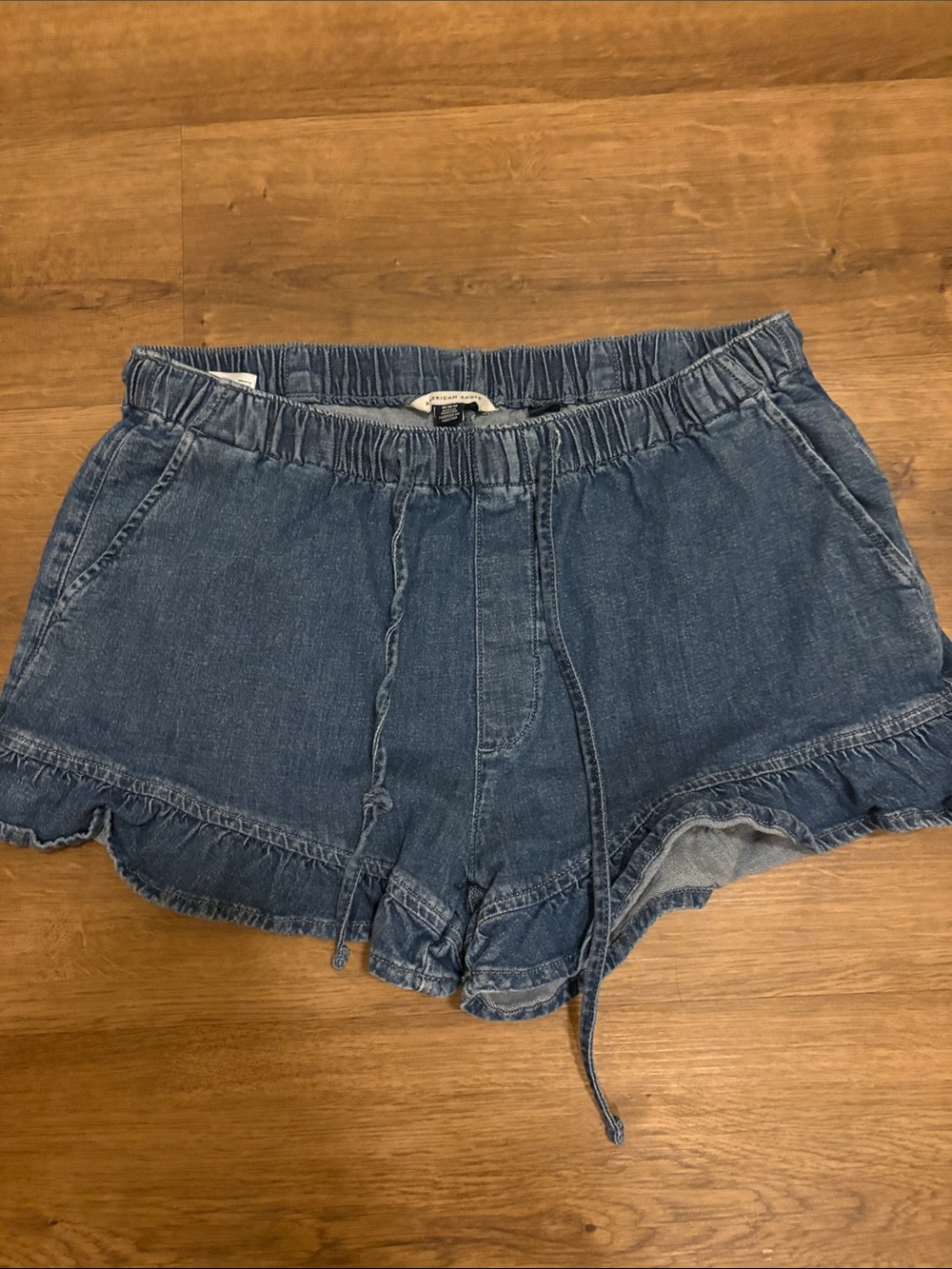 American Eagle Outfitters Denim Ruffle Hem Shorts - Blue